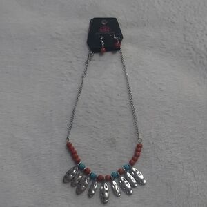 3/$12 Silver and Red Beaded Necklace Set